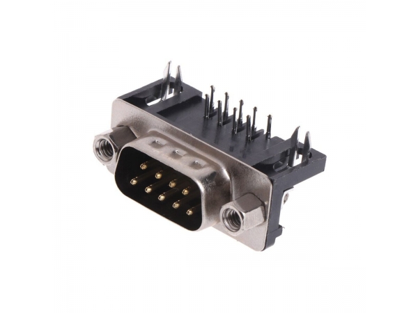 DB9 Male 9-Pin Right Angle PCB Mount Connector